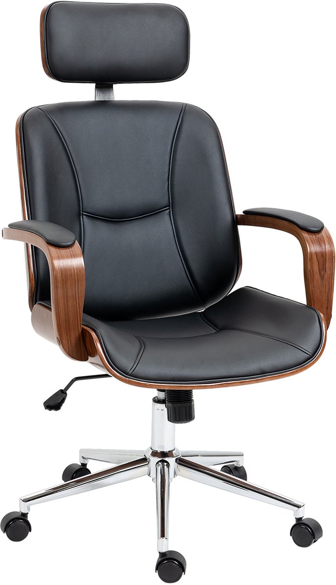 Vinsetto-Bureaustoel-66x65x125cm-Polyurethaan-Zwart