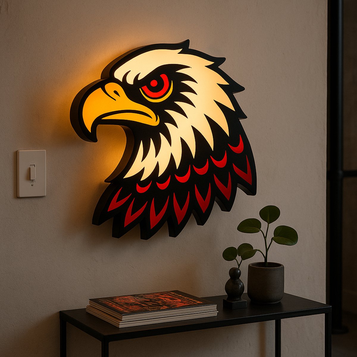 Tattoo Eagle Lightbox – LED Wall Art Lamp voor Studio, Thuis & Cadeau | Leeslampje Kindere