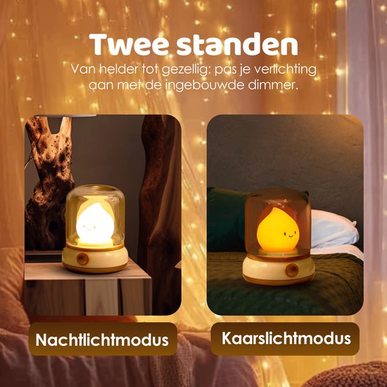 Nachtlampje voor Kinderen en Baby - Draadloos - Dimbaar met 2 kleuren - USB oplaadbaar - Bedlamp - Voor babykamer van Merkloos — afbeelding 3