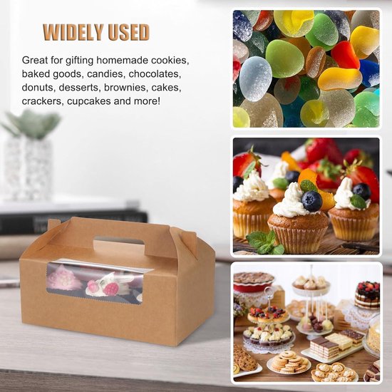 Set Van 16 Cupcake Dozen Met 12 Gaten En Transparant Venster - Wit, Incl. Stickers & Lint Voor Geschenken, Muffins & Taarten