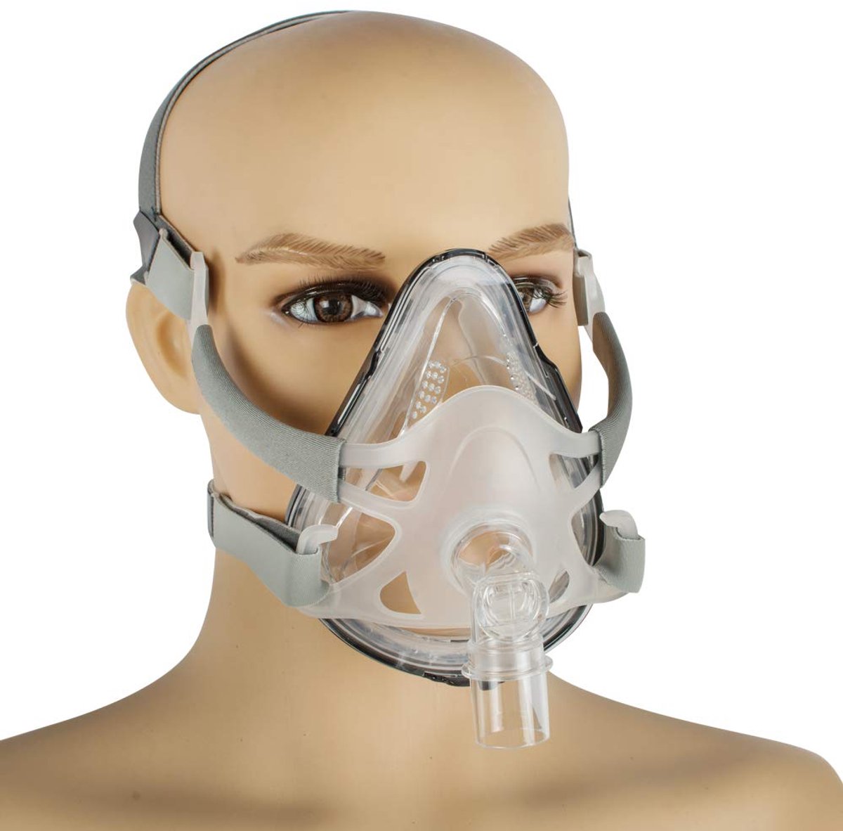 Funchic Full Face Snurkmasker CPR-masker voor snurken door slaapapneu met verstelbare hoofdbandclips (L)