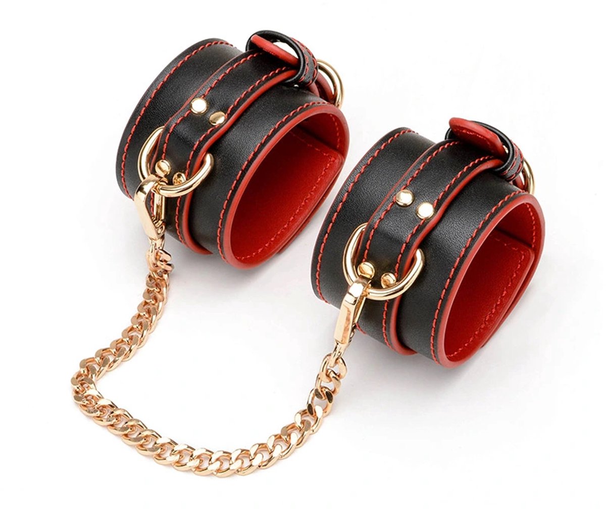 DOWO® - Handboeien - Body Bondage - Sexy Lingerie - Erotiek Riem – SM - BDSM - PU Leer- Harnas Vrouwen - Sextoys voor vrouwen – Rood & Zwart