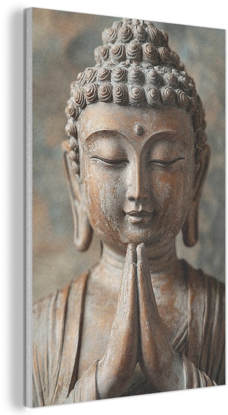 Panneau mural acoustique 60x90 cm - Peinture en Feutre Bouddha - Statue - Marron - Paix - Panneaux acoustiques - Décoration murale insonorisante - Isolation phonique salon - Décoration murale panneaux sonores