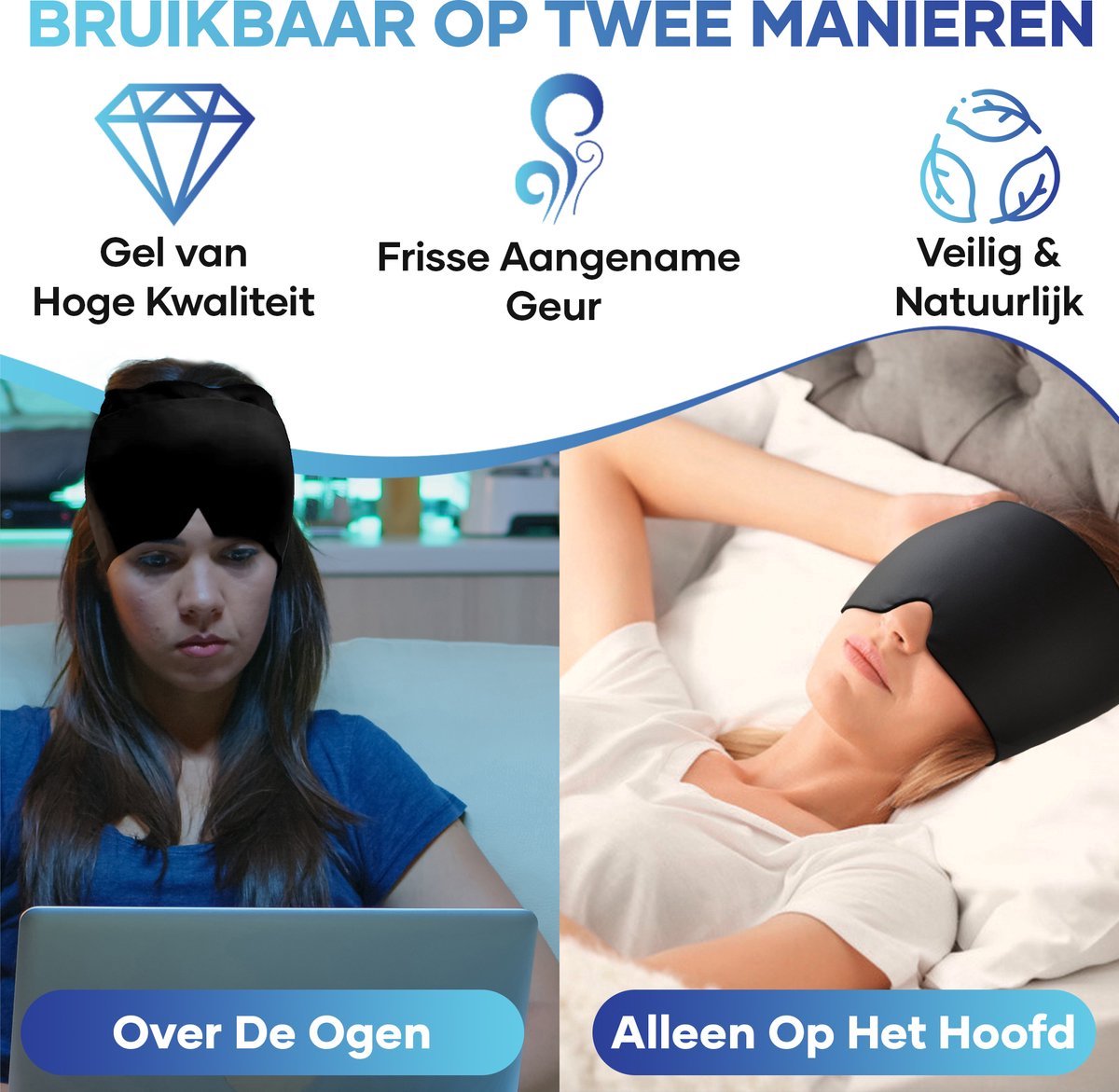 Migraine Muts Met Extra Gel - Anti Migraine masker - Hoofdpijn Oogmasker - Gezichtsmasker - Heat Cap - Ice Hat - Cold & Hot Therapy — afbeelding 5