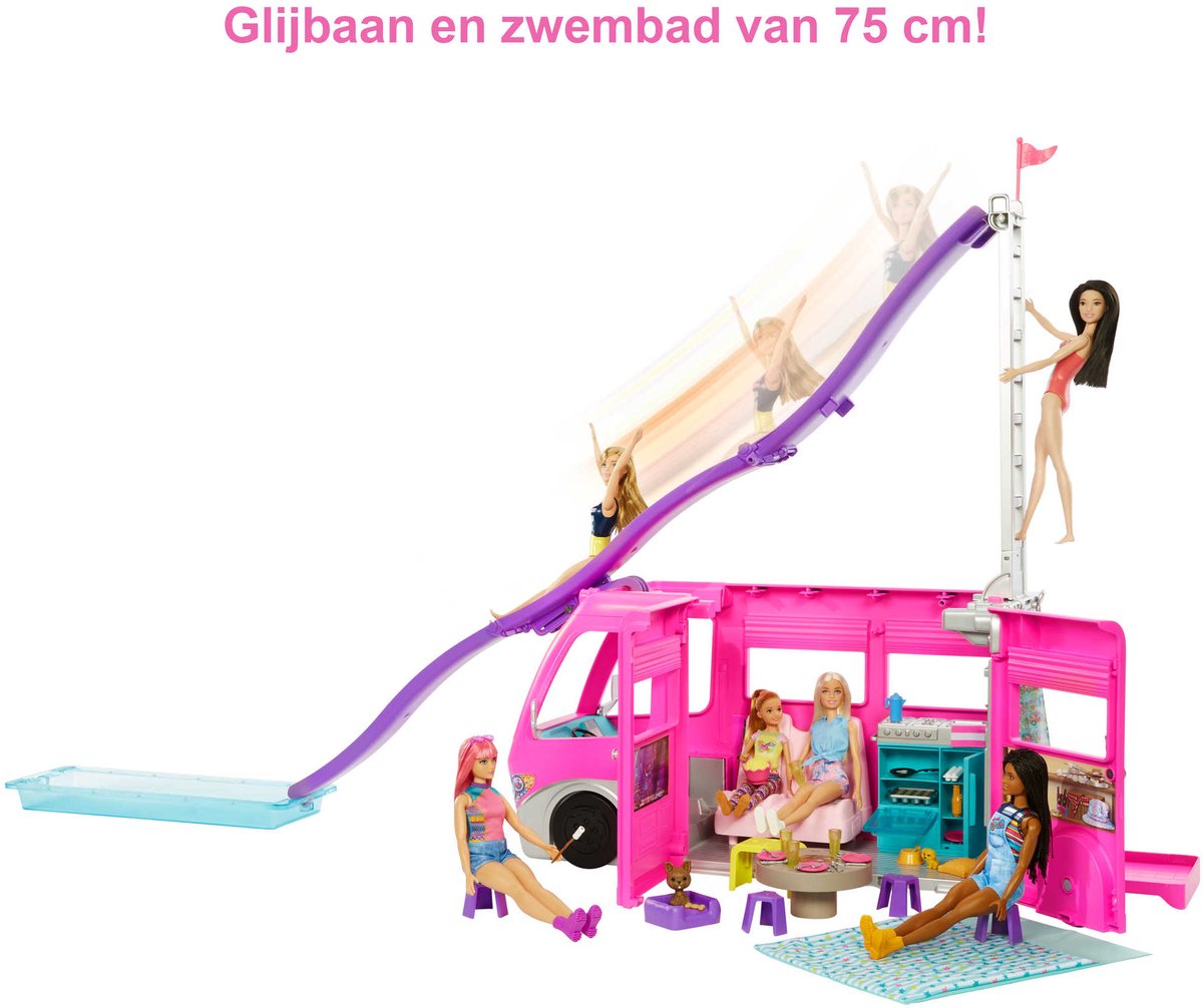 Barbie - Droomcamper Barbie auto - Speelset met Barbie meubels en glijbaan — afbeelding 5