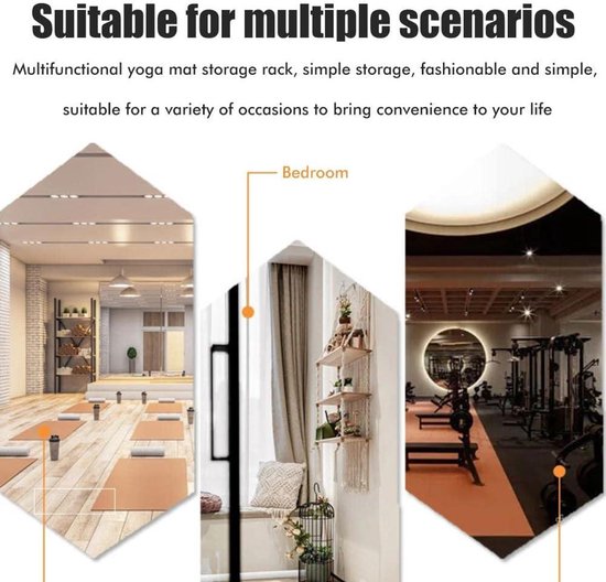 Wall Mount voor Yoga matten, Foam Roll en Handdoekrekhouder voor Ophangen Yoga Riem en Weerstandsbanden — afbeelding 2