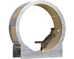 PawHut Katzenlaufrad Laufrad für Katzen 91 cm mit Bremse, Kratzbrett, Katzenrad für gesunde Bewegung, Entspannung, Grau