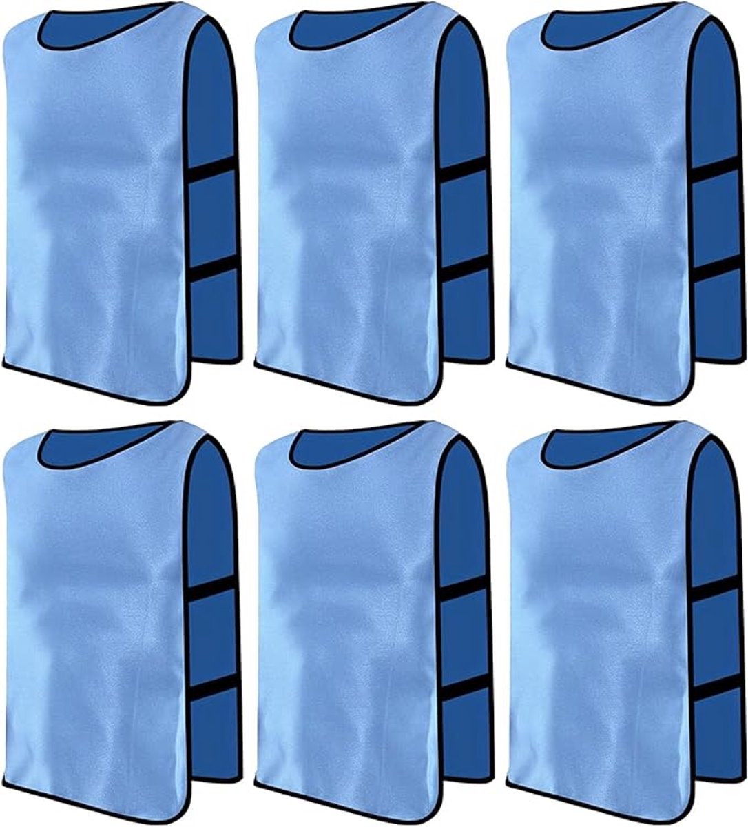 6 stuks Voetbal basketbal trainingsvest - Voetbaltrainingsvest - 50*68cm basketbaltrainingsvest - volwassenen confrontatiepak - outdoor ontwikkelingsteamuniform - volwassenen sportkleding - trainingsmeshvest - unisex trainingsvest - blauw