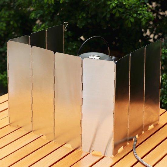 Windscherm voor buiten - opvouwbaar - verstelbaar windscherm voor kampeerkooktoestel - roestvrije aluminiumlegering - winddicht, geschikt voor barbecues, kamperen, picknicks en feesten - 10 stuks - met stoffen tas van Merkloos — afbeelding 3