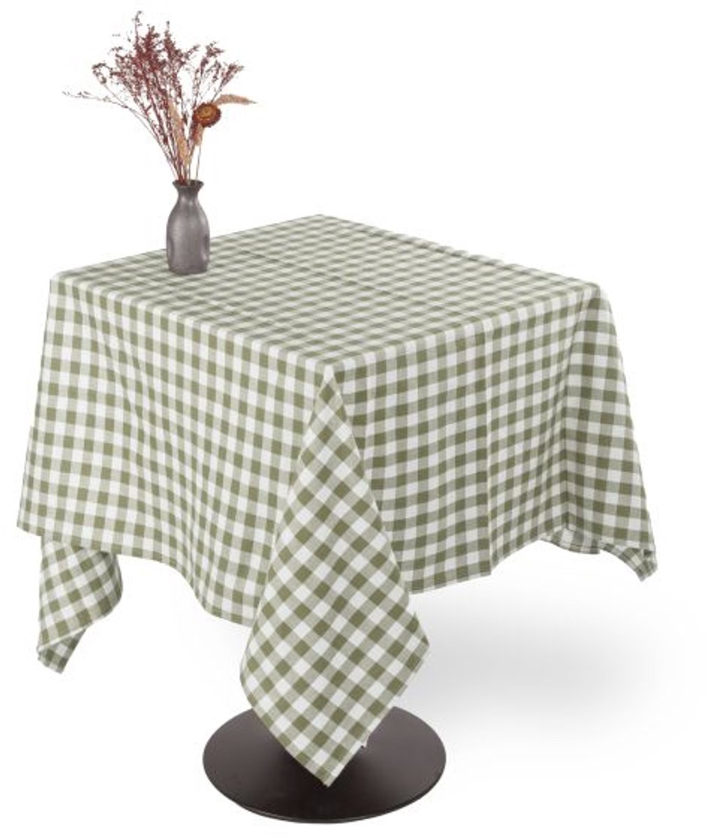 Tiseco - Tafelkleed GINGHAM - Katoen - Geblokt - 150x150 cm, olijfgroen