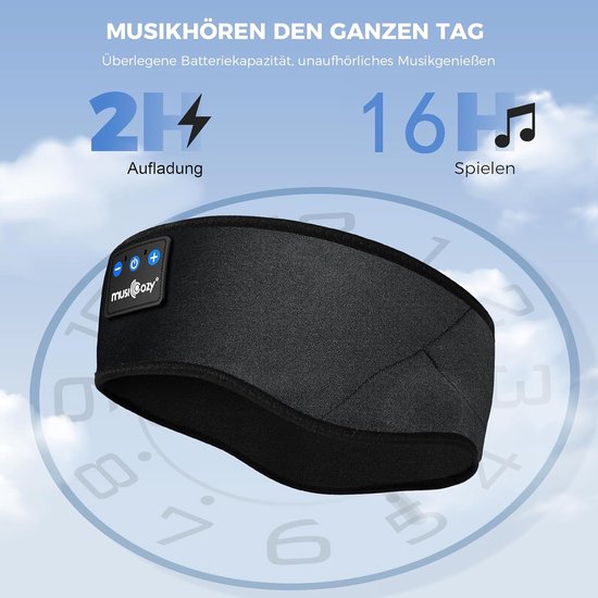 RFWR® Slaaphoofdtelefoon met Bluetooth 5.4 voor zijslapers - 14 uur speeltijd, hifi stereo hoofdtelefoon, ideaal voor sport en ontspanning van RFWR — afbeelding 2