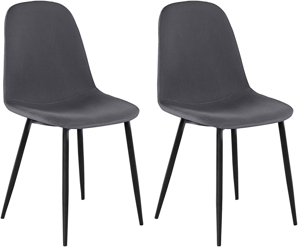 Notio Living Miller-Eetkamerstoel - 2 Pack - Antraciet Stof Grijs