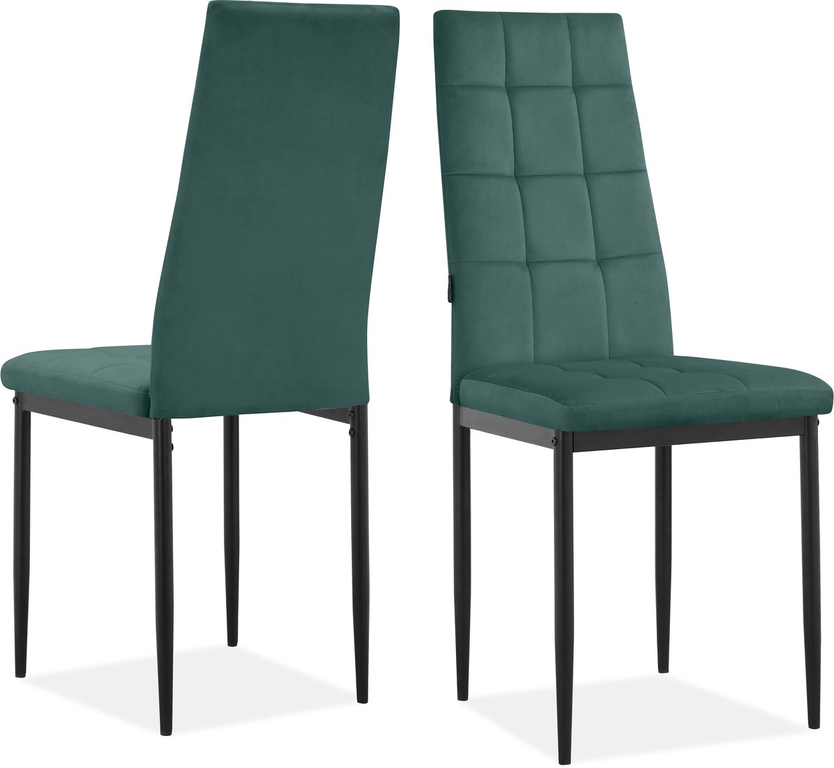 Notio Living Becca-Eetkamerstoel - 2 Pack - Donkergroen Fluweel