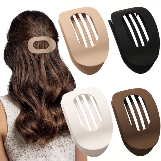 Haarspeld - 4 stuks - Matte - Comfortabele - Haar accessoire -Haarclip - Gebogen platte clips - Platte klauwclip voor vrouwen