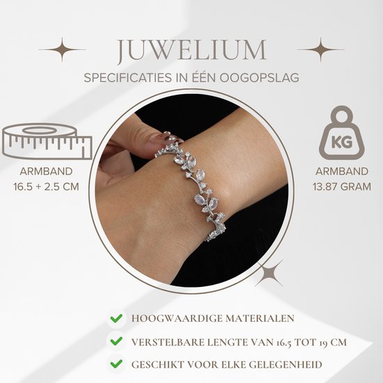 Coffret cadeau Bracelet Juwelium + Flowerbox et Ourson Rose | Bracelet de mariée de Luxe avec zircone | Cadeau Perfect pour femme, petite amie, mère, fille