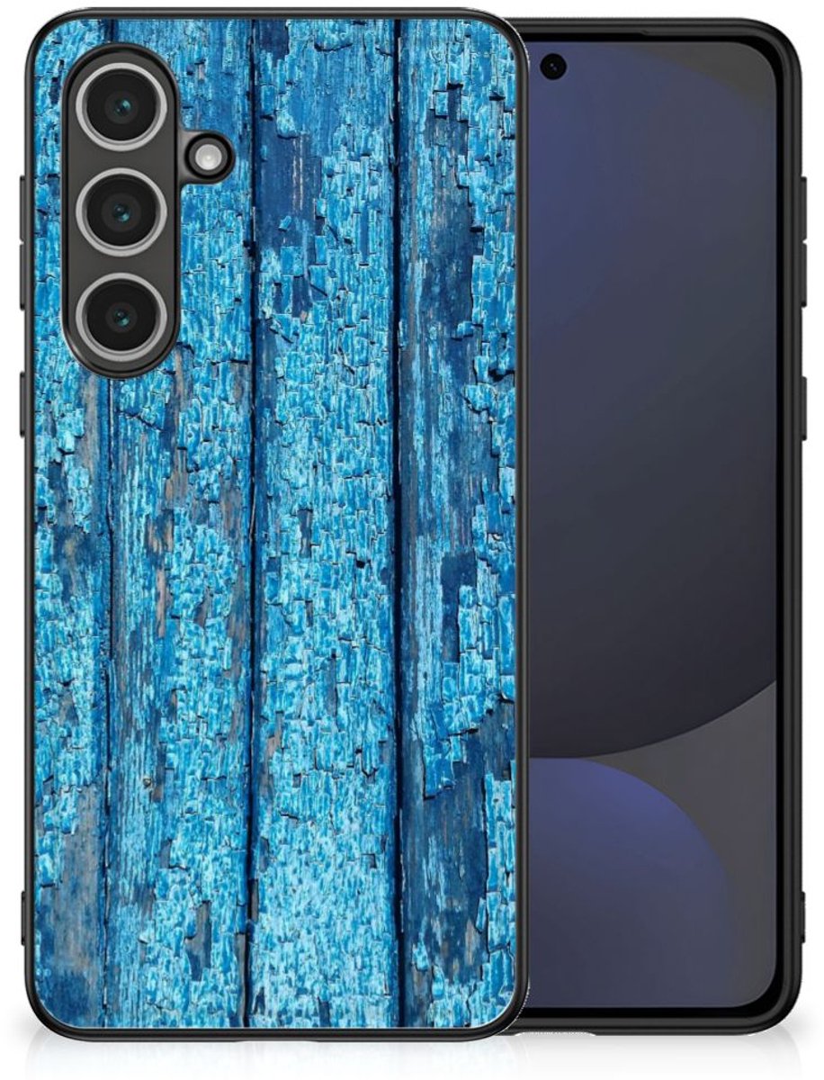 Samsung Galaxy S24 FE Houten Print Telefoonhoesje Wood Blue