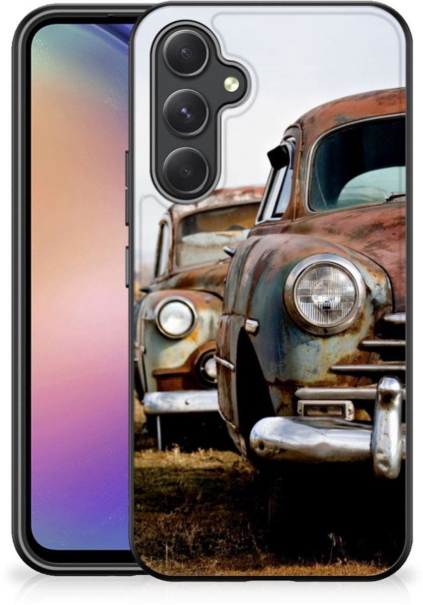 Back Cover voor Samsung Galaxy A54 Silicone Back Case Vintage Auto