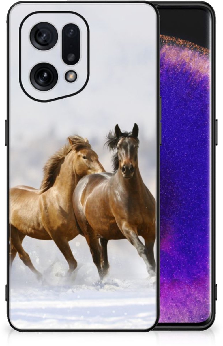 OPPO Find X5 Dierenprint Telefoonhoesje Paarden