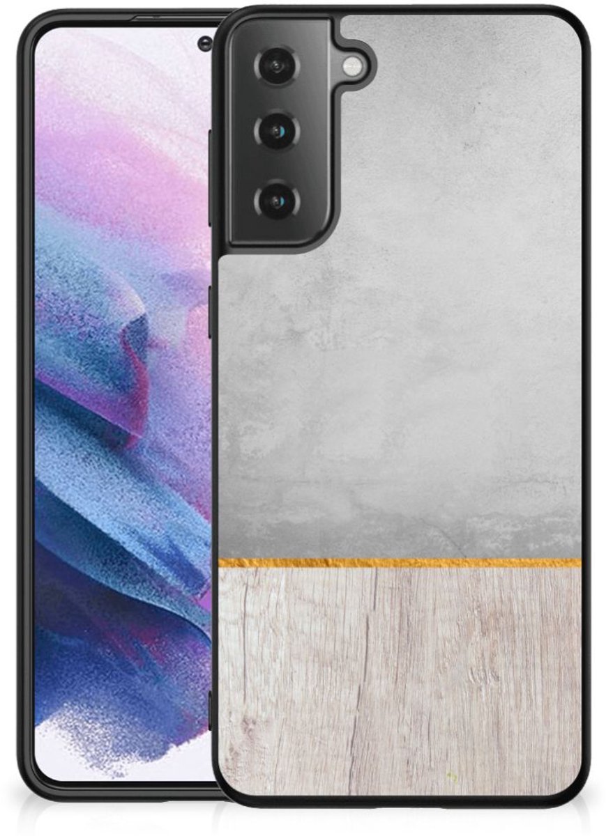 Samsung Galaxy S21 Plus Houten Print Telefoonhoesje Wood Concrete