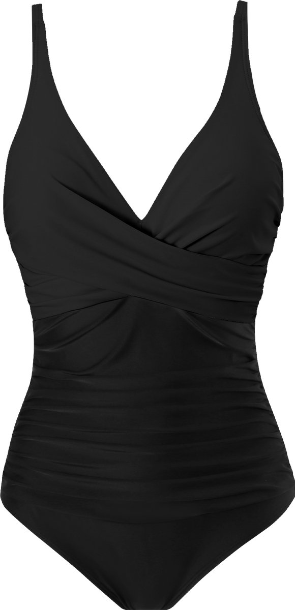 Eendelig damesbadpak, Push-Up badpak met V-hals, buikcontrole, hoge taille