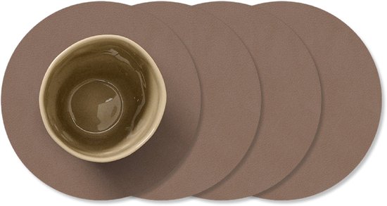 Sous-verres LIND DNA Nupo - Cuir - Truffe - ø 10 cm - Lot de 4