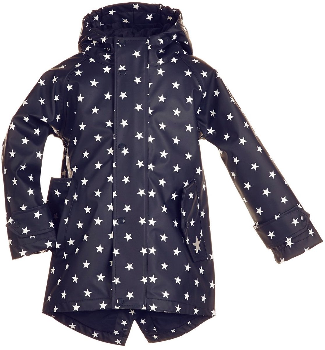 BMS kinderregenjas HafenCity Coat Kids PU/voering marineblauw met witte sterren