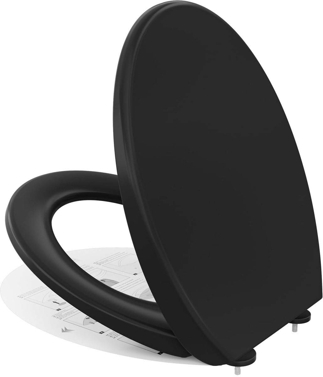 Toiletzitting Ovaal - Met Softclose & Geruisloos Sluitend - Zwart - DERW SERIE