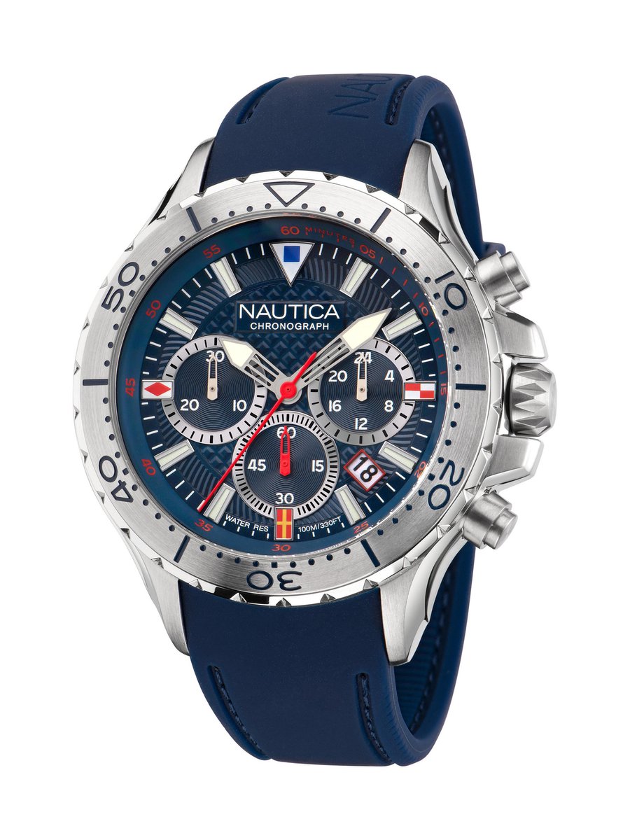 Nautica Nautica Gents Watch Quartz Analog Blauw Case: 100% Stainless Steel | Armband: 100% Silicone 48 NAPNSF201, NAPNSF202