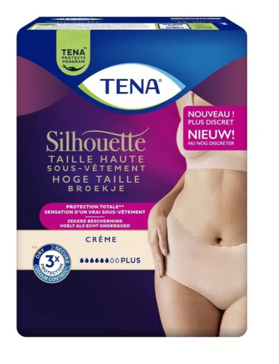 Tena Silhouette Plus Creme - Hoge Taille Large - 1 pak van 8 stuks