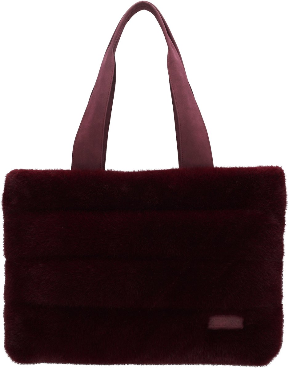 Zebra trends Emma Schoudertas 15,6 inch - Werktas - Shopper - Laptoptas - Bont - Fur - Bordeaux rood
