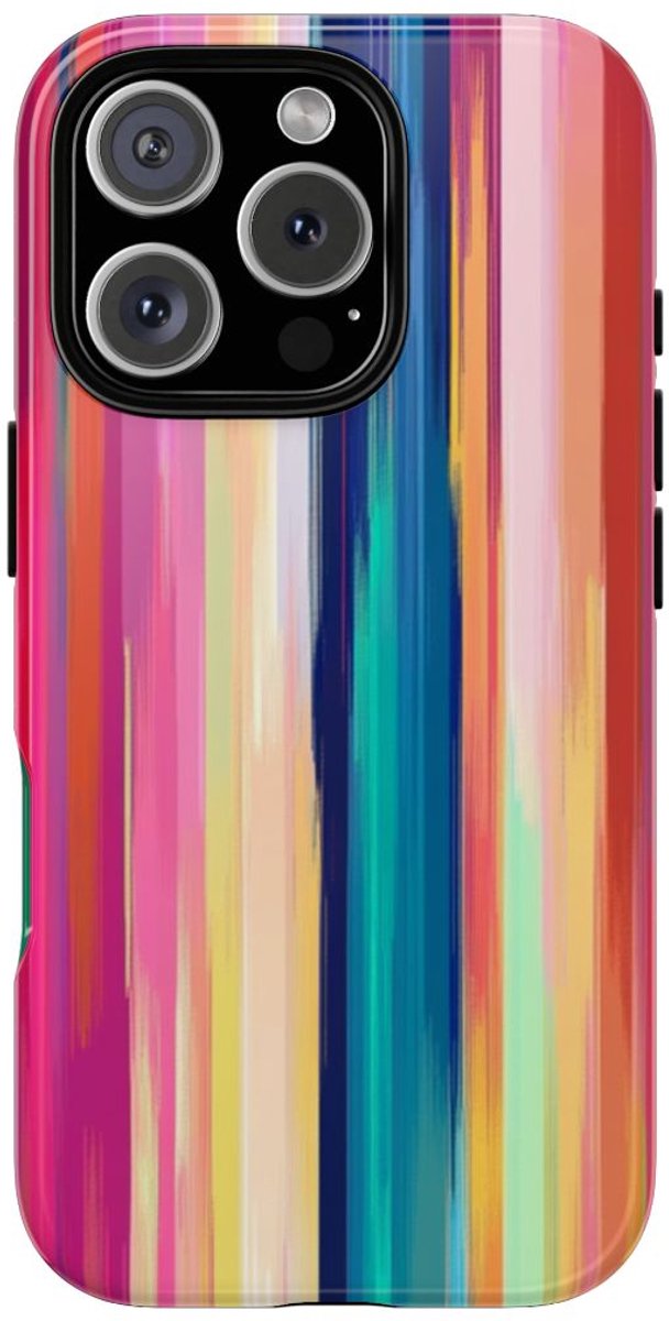 Levendige Verticale Strepen Abstracte Kunst – Telefoonhoesje Geschikt voor iPhone 16 Pro