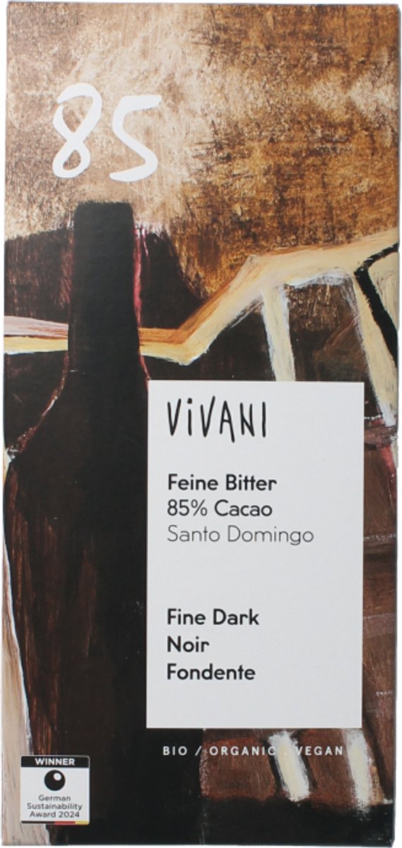 Vivani Fine dark 85% cacao Santo Domingo bio 80 Gram