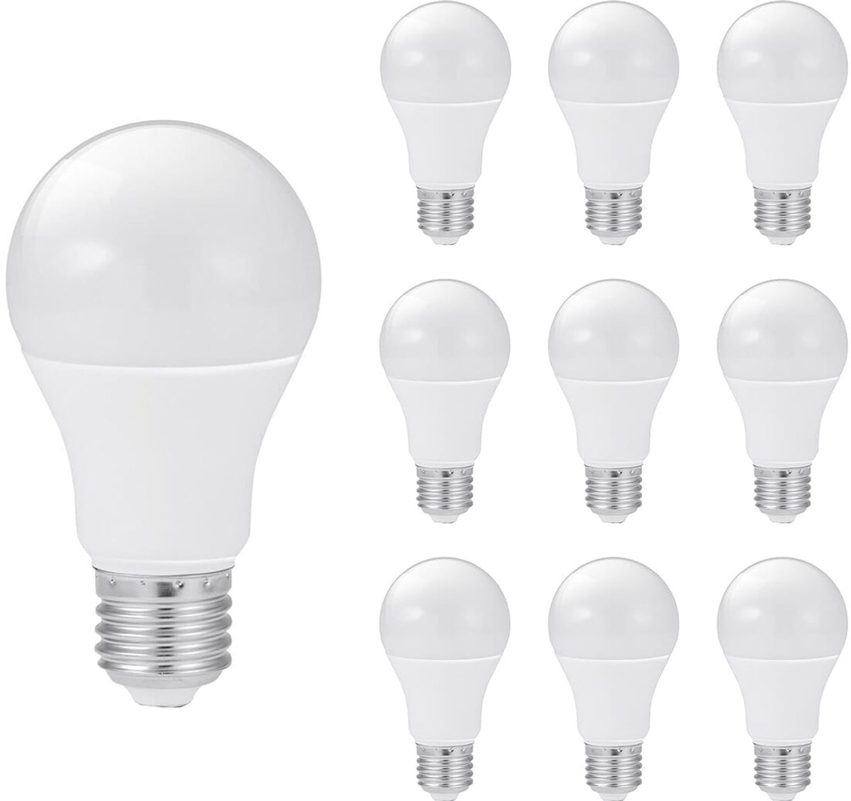 Kobi LED Lamp E27 10W - 950lm - 4000K - 230V - Standaardvorm - Voor Werkverlichting en Keukenlampen - 10 stuks