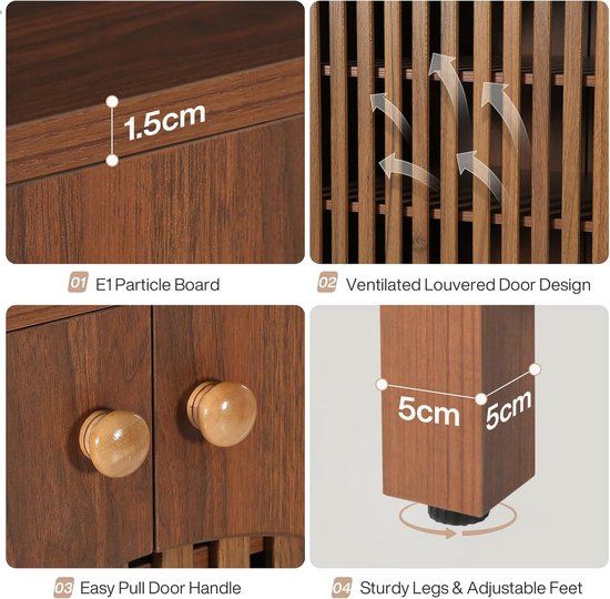 Meuble à chaussures Tribesigns - 5 niveaux - 73 x 35 x 100 cm - Pour 24 paires de Chaussures pour femmes - Moderne - Étagère à chaussures en bois - Étagère à chaussures pratique - Marron