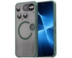 MobyDefend Hoesje - Geschikt voor Nothing Phone (3) - Case Geschikt voor MagSafe - Mat Transparant Met Gekleurde Rand - Groen