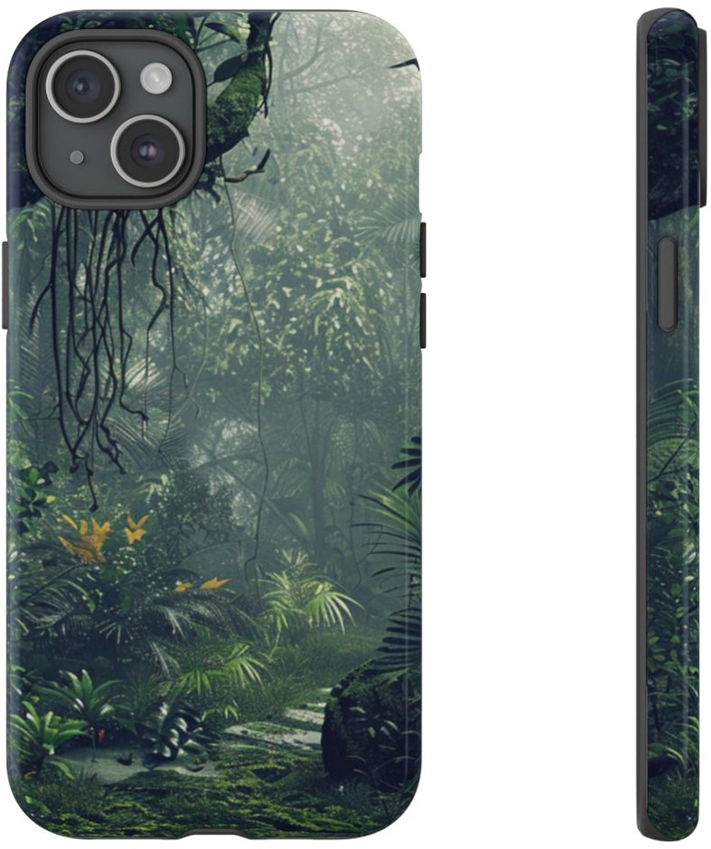 Dichtbegroeid Groen Junglepaden – Telefoonhoesje Geschikt voor iPhone 15 Plus