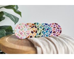 DIY Mozaïek Onderzetters met houder Groen - Hobbypakket - Knutselpakket voor volwassenen - doe het zelf pakket - Little Creations