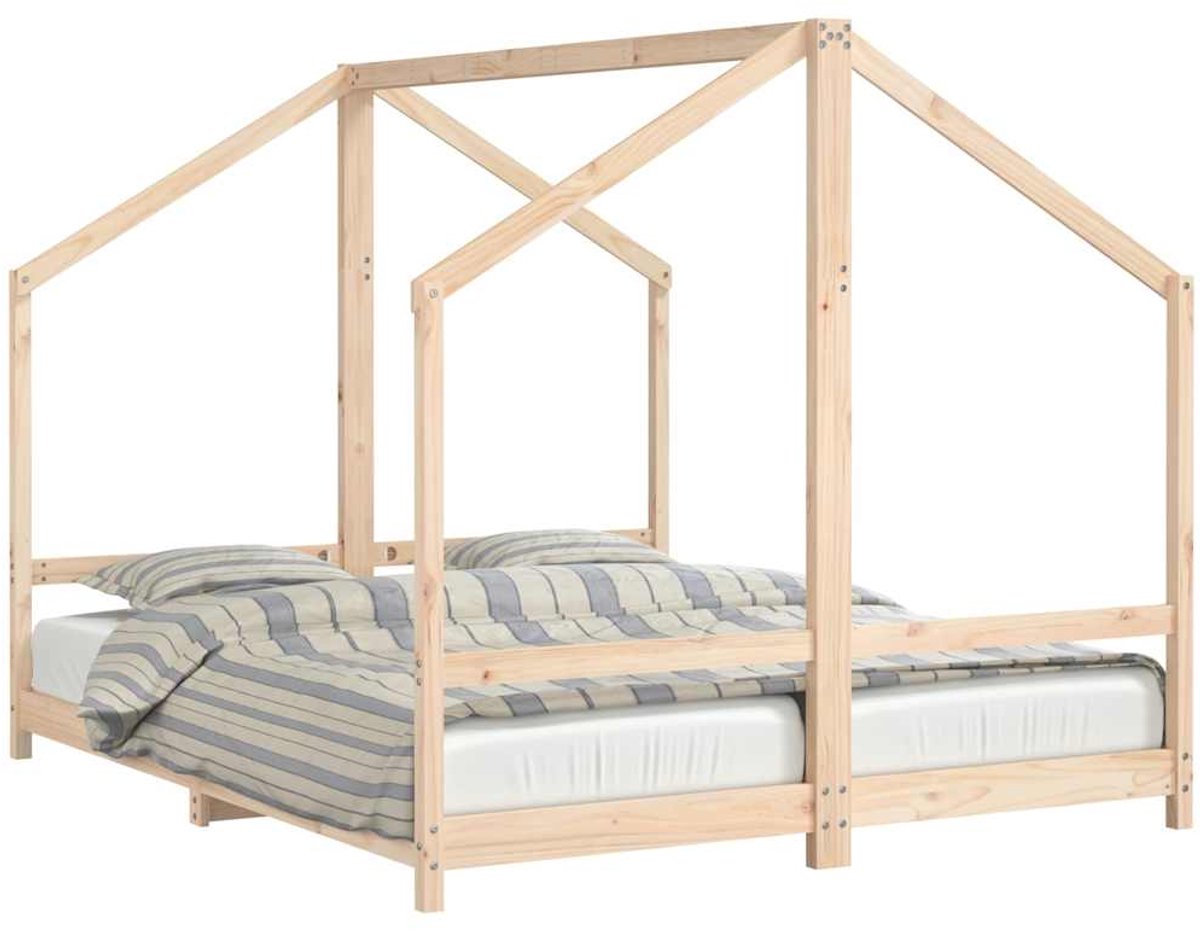 vidaXL Kinderbedframe - 2x(80x200) - cm - massief - grenenhout naturel