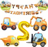 Decoratie kinderverjaardag 2 jaar - Graafmachine thema met ballonnen
