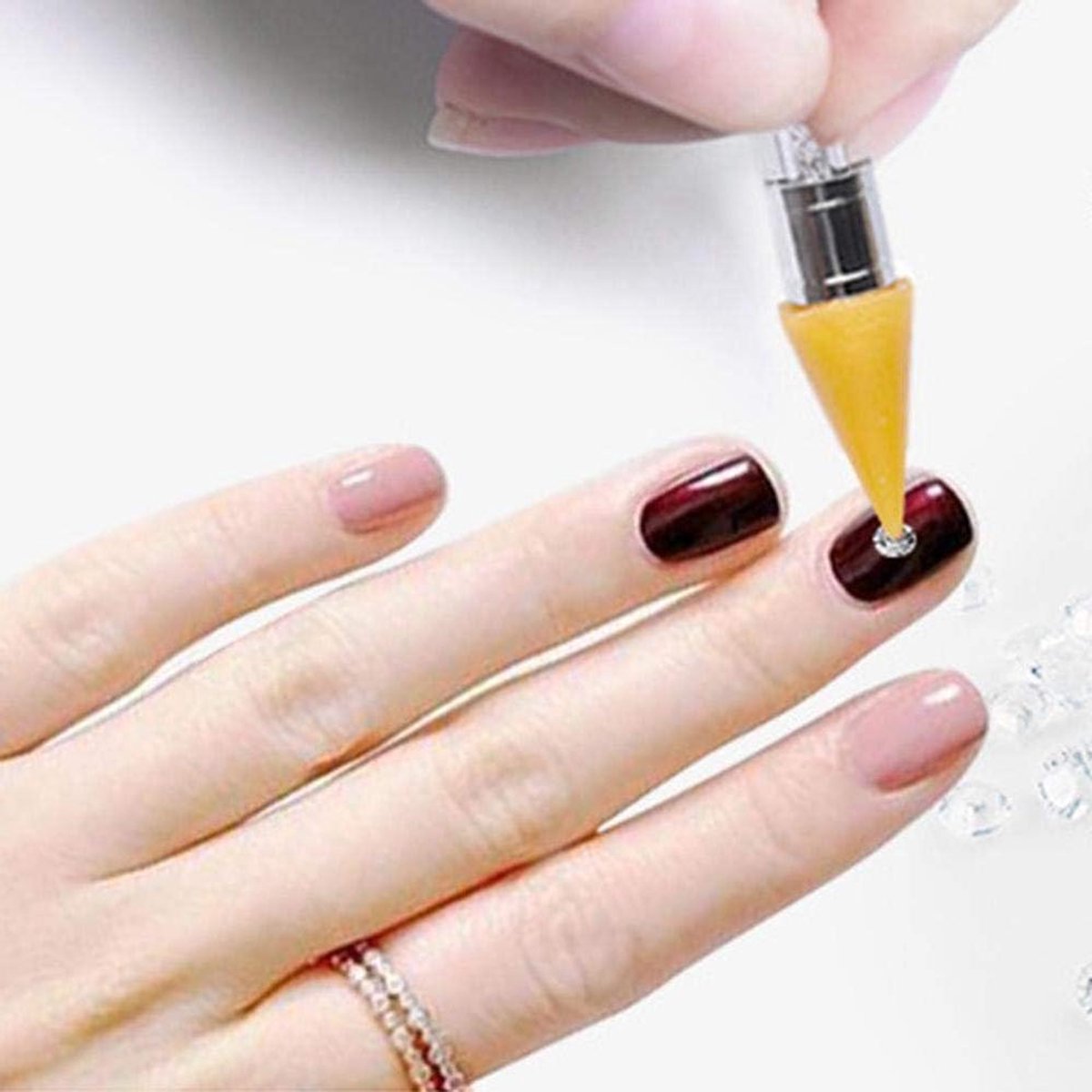 Dubbelzijdig gelnagellakgereedschap voor nageldesign en manicure met wasstenen - Nagelpunt design - Nagelverzorgingstool