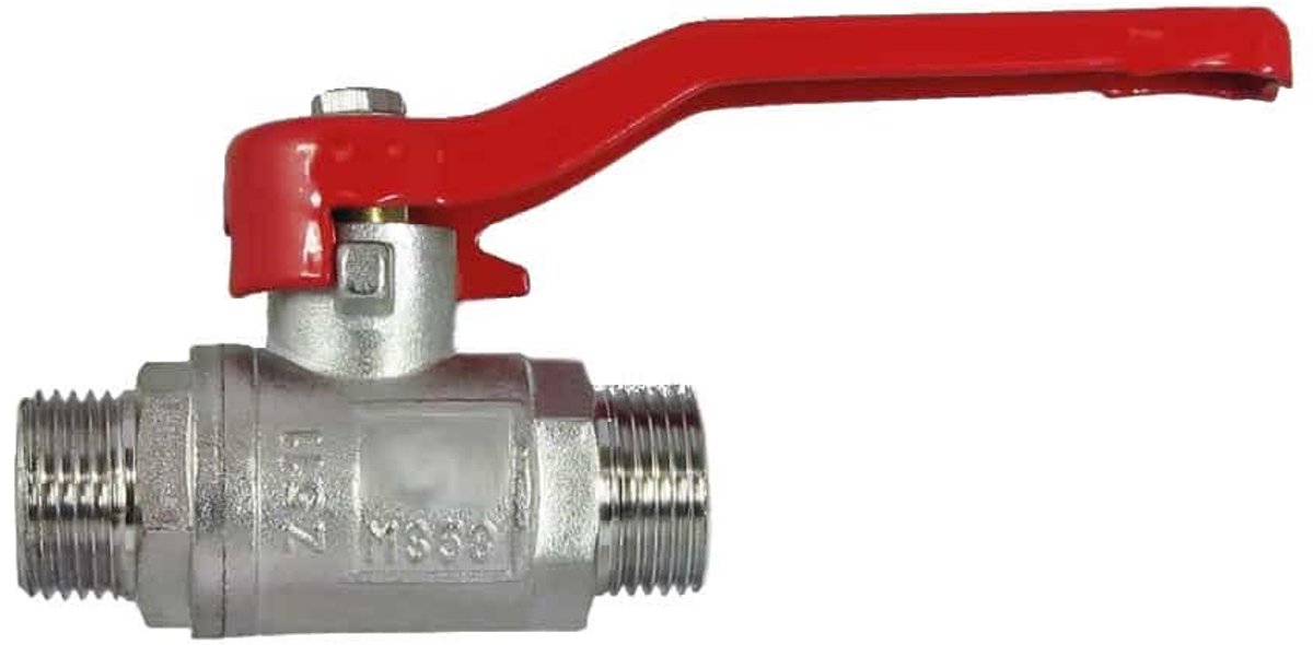 Messing Kogelkraan 1/2 inch met Hevel, AG x AG