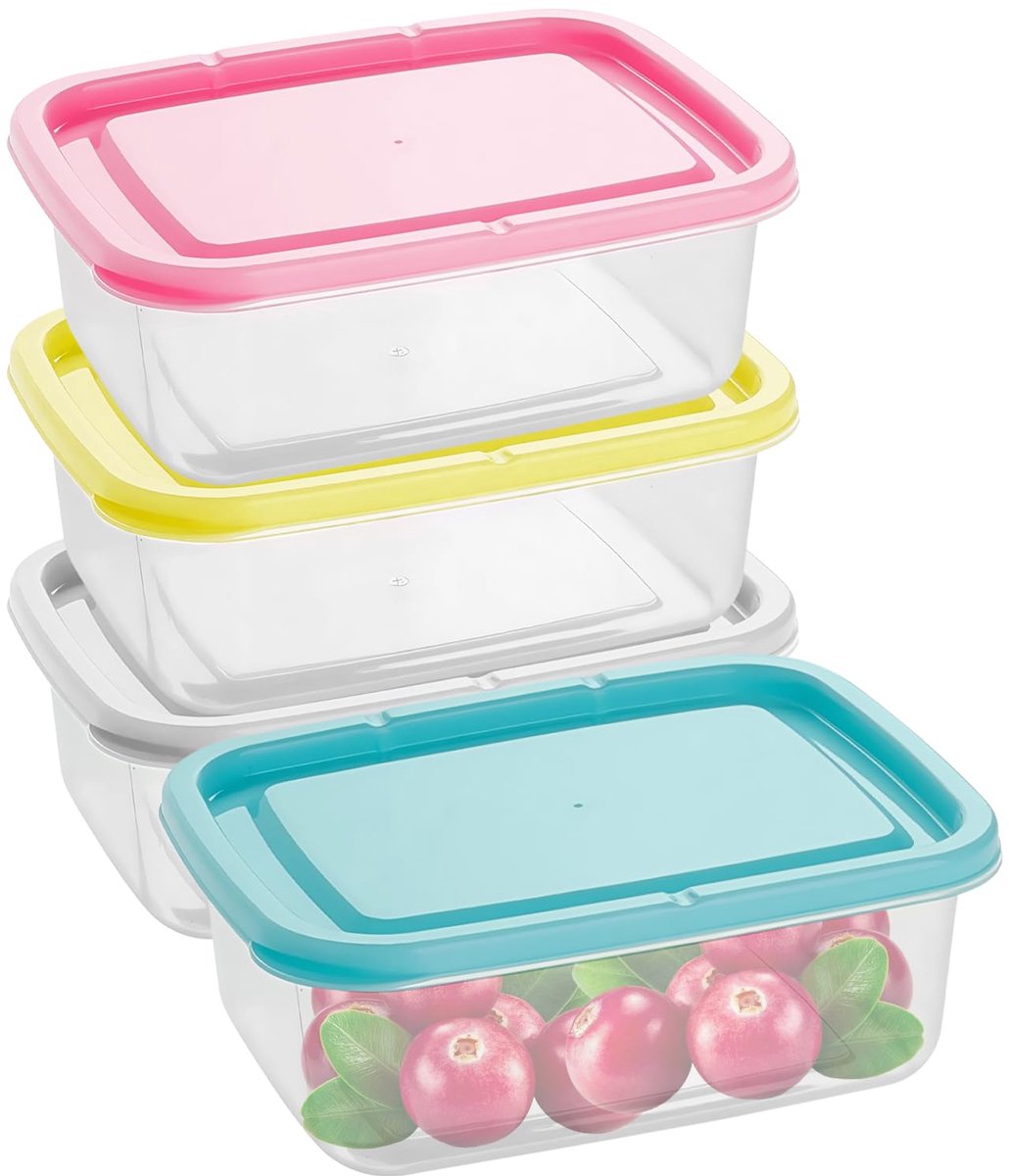 Verpakking van 4 voedselcontainers met deksel: 1100 ml luchtdichte opslagcontainers, herbruikbare voedselcontainers, maaltijdvoorbereidingsdozen, keukenopslagdozen, diepvriescontainers, voor magnetrons en koelkasten - BPA-vrij