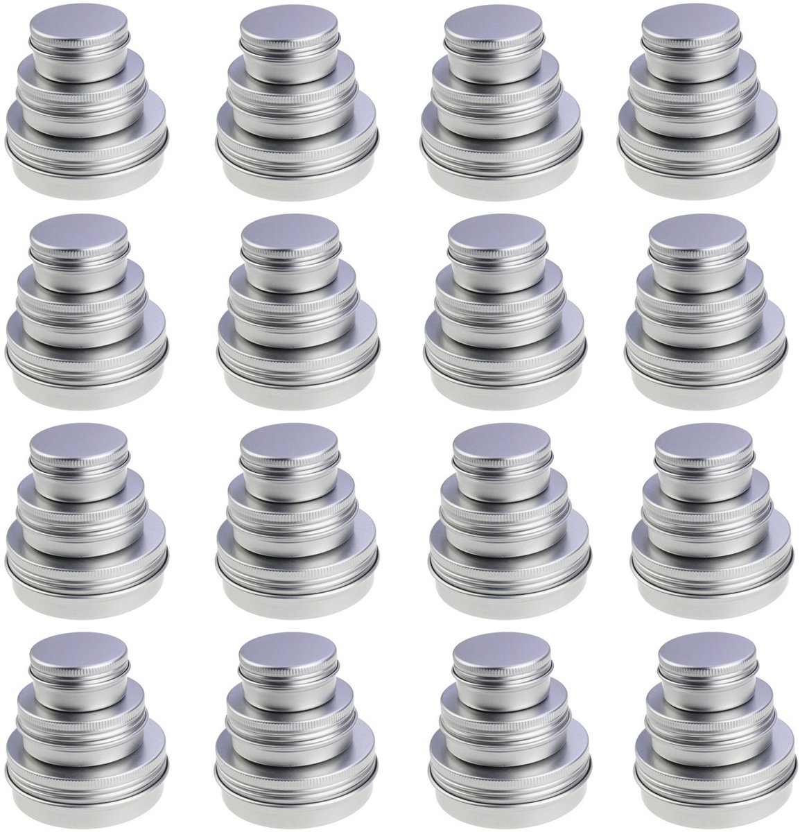 48 stuks ronde aluminium blikken, schroefdeksels, metalen blikken, potten, lege schuifcontainers (gemengde maten)