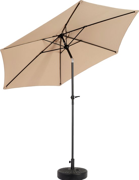 Parasol double rectangulaire Merax 9 pieds kaki avec mécanisme pivotant sans base, Groot parasol pour Jardin, terrasse ou piscine