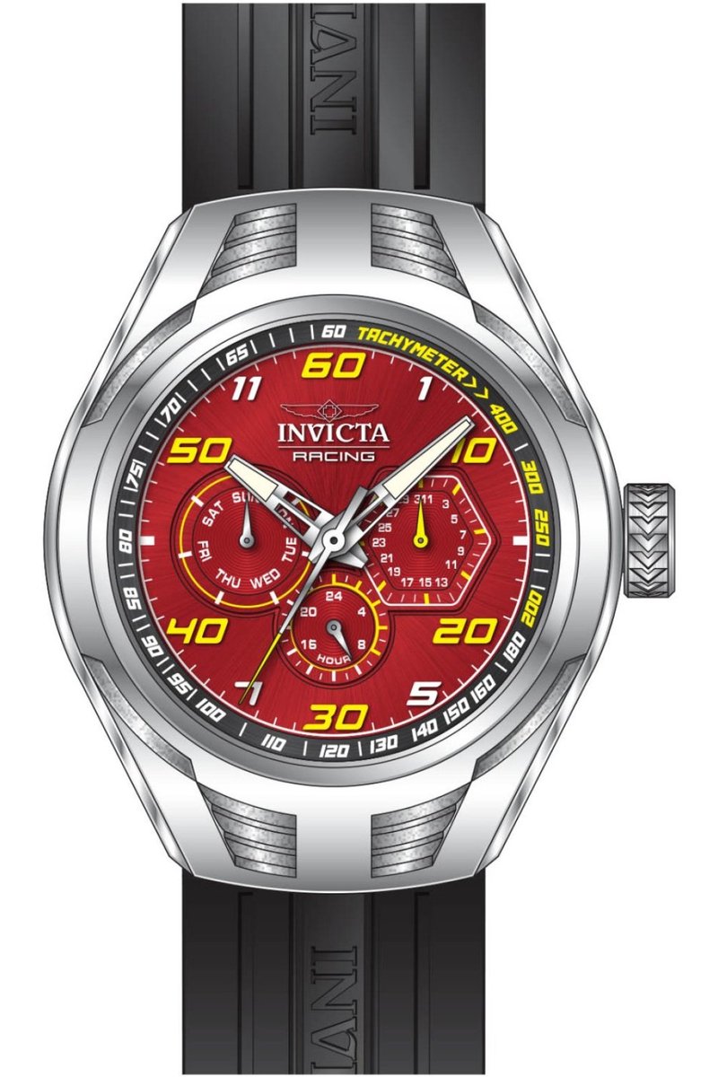 Invicta Racing 47727 Heren Horloge - Waterdicht - Analoog - Quartz Uurwerk - Roestvrij Staal met rode Wijzerplaat - 46mm