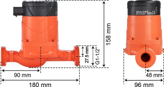 LPS25-4BP-180 Warmwater Circulatiepomp, 220 V, 22 W, 50 L/min, 4 m Max. Verhoging, 1-1/2 Inch Schroefaansluiting, 5 Intelligente Besturingsmodi, Geluidsarm van Liquids Pumps — afbeelding 3