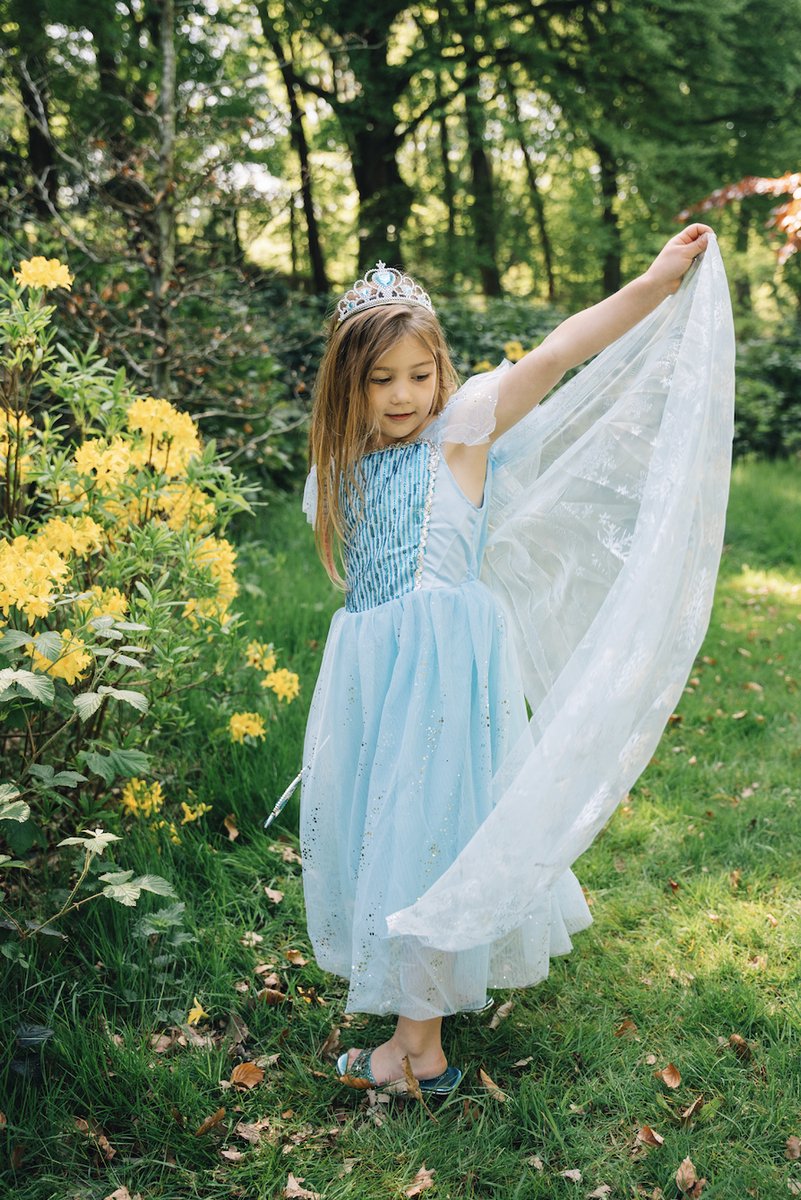 Prinsessenjurk meisje - Elsa jurk - Het Betere Merk - verkleedkleding - prinsessen accessoire set - kroon - toverstaf - lange handschoenen - vlecht — afbeelding 4