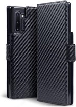 Housse Bookcase hoesje Samsung Galaxy Note 10 - CaseBoutique - Zwart uni (look carbone) - Faux cuir