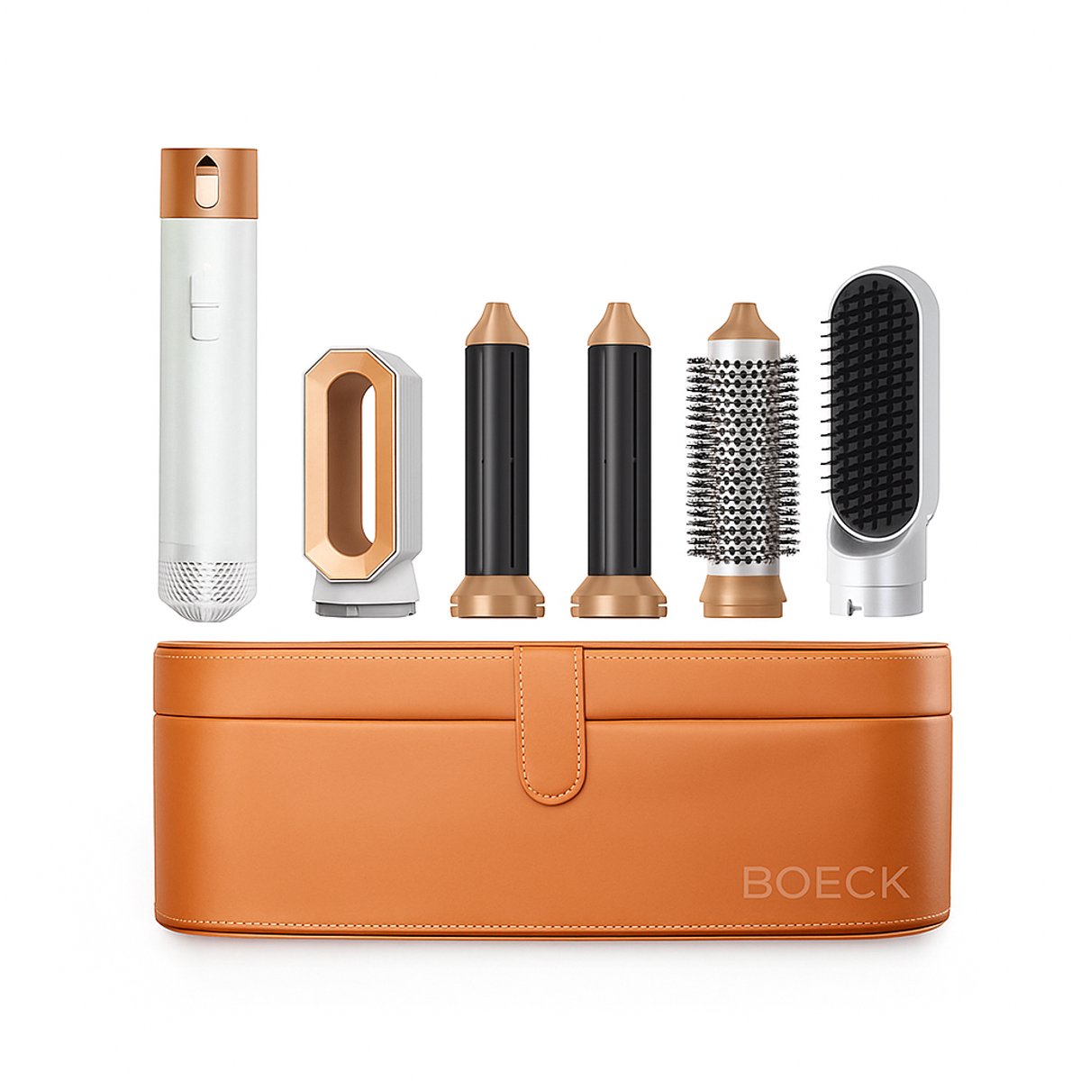 BOECK - 5-in-1 Multistyler Föhnset met Opzetstukken – Haarföhn, Krultang, Borstel & Stylingtool – 1000W – Ionische Technologie – Voor Krullen, Volume & Glans - Föhn - Haarstyler
