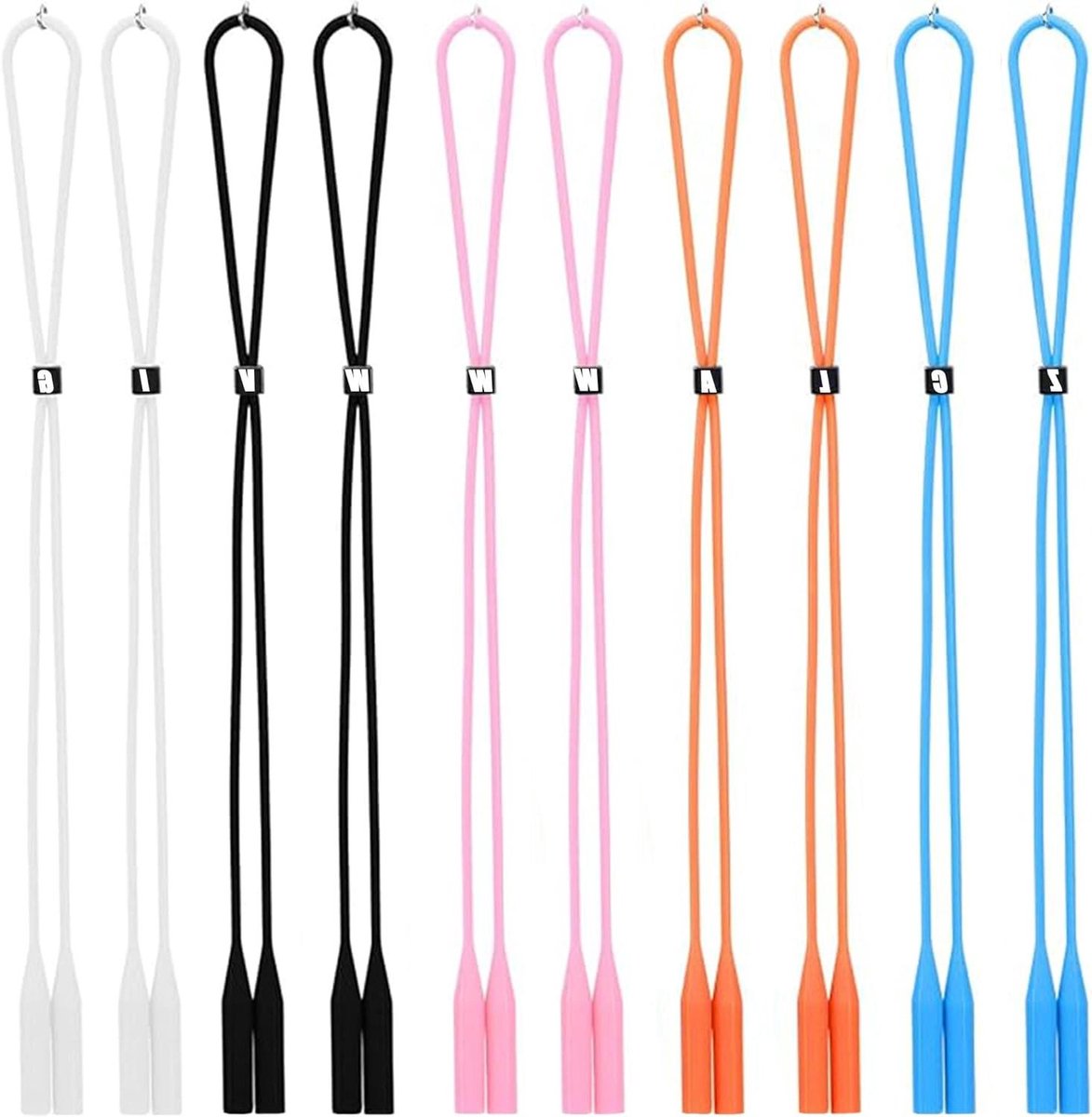 Allecto Plus - Elastische verstelbare sportbril- en leesbrilbanden, 10 stuks, diverse kleuren. Geschikt voor sportactiviteiten.